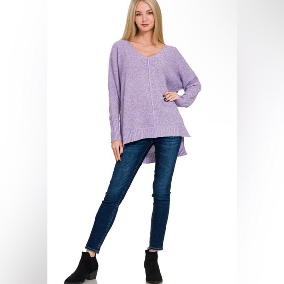 Zenana Lavender Knit Women's Sweater - Picture 5 of 7